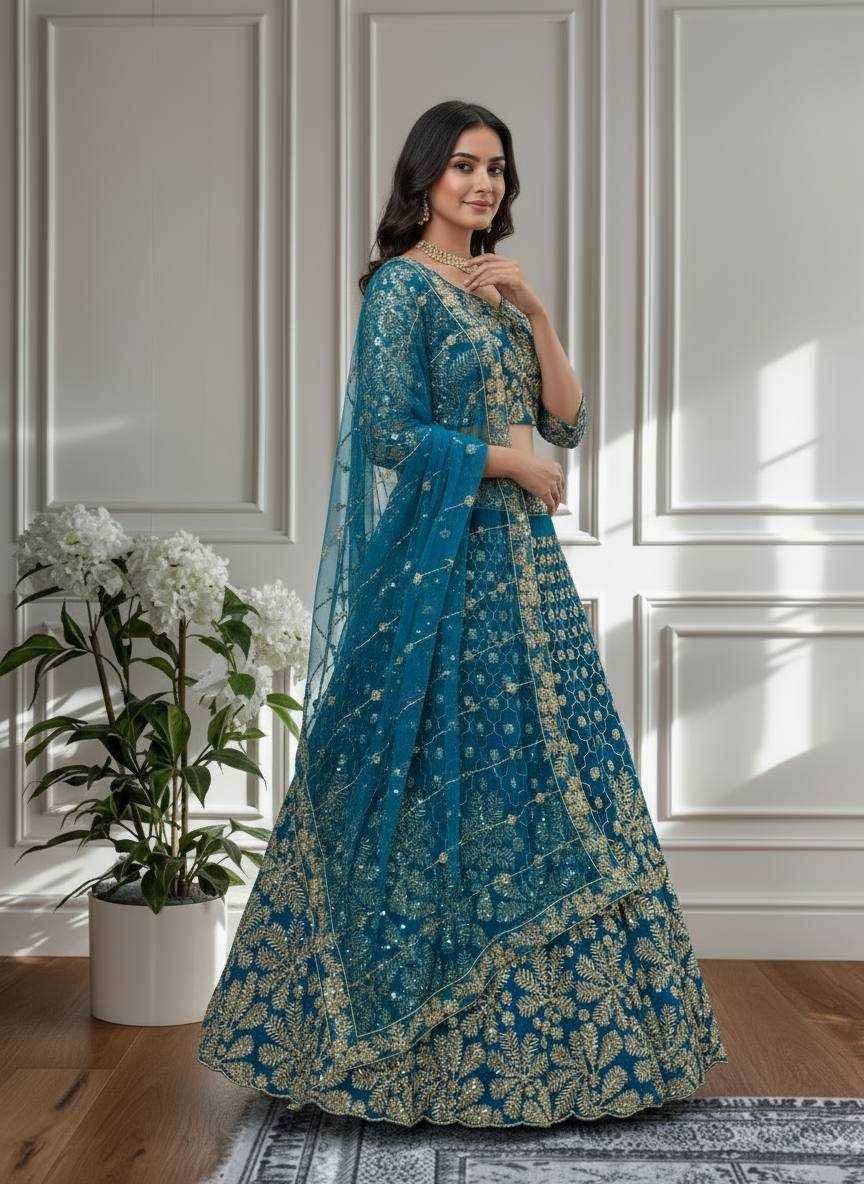 Butterfly Net Embroidered Lehenga - MYLUXURY LANE ENTERPRISE